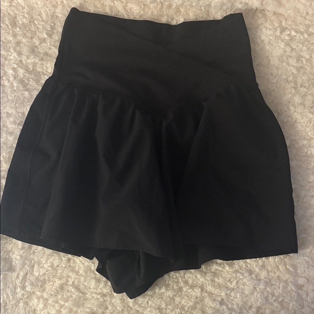 Aerie Black Skort with Overlap Design